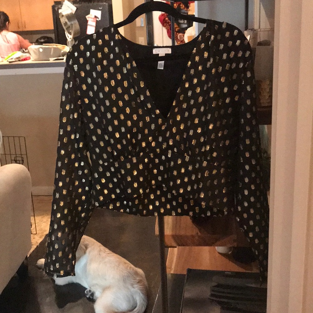 A crop top with long sheer sleeves